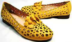 Модные кожаные туфли на лето женские Phany 103-28 Yellow.
