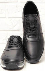 Мужские черные кроссовки кожаные TKN Shoes 155 sl Black.