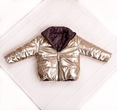 Двостороння куртка дитяча демісезонна золота з коричневим