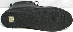 Высокие черные кеды с черной подошвой женские Evromoda 375-1019 SA Black
