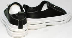 Модные спортивные туфли натуральная кожа на низком каблуке El Passo sy9002-2 Sport Black-White.