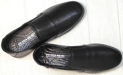 Мужские кожаные туфли слипоны черные стиль smart casual Ridge Z-291-80 All Black.
