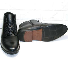 Кожаные мужские зимние ботинки на толстой подошве Ikoc 3640-1 Black Leather.