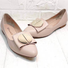 Красивые туфли балетки с узким носом Wollen G192-878-322 Light Pink.
