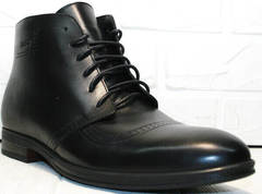 Кожаные высокие ботинки на шнуровке мужские Ikoc 3640-1 Black Leather.