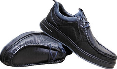 Кожаные мужские мокасины туфли черные Arsello 22-01 Black Leather.