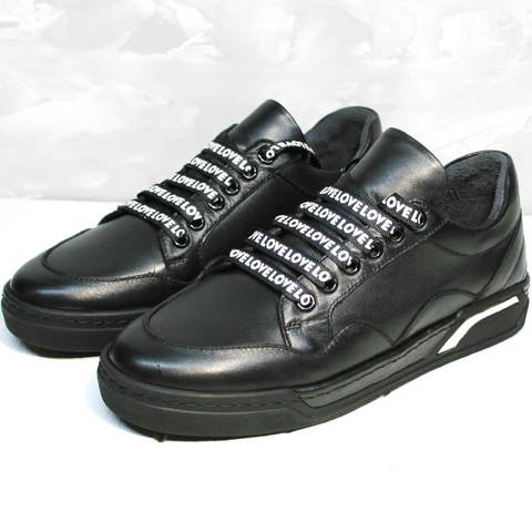 Черные кроссовки женские кожаные. Стильные женские кеды с черной подошвой Rifelini by Rovigo All Black
