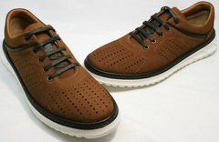 Кроссовки повседневные мужские кожаные Vitto Men Shoes 1830 Brown White