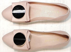 Летние туфли балетки с острым носом Wollen G192-878-322 Light Pink.