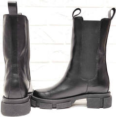 Кожаные челси ботинки женские зима AVK – 21074 Black.