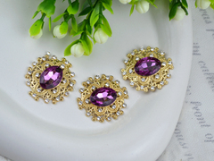 Камені-міні в ажурній золотій оправі сливові