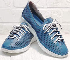 Модные сникерсы кроссовки для девушек летние смарт casual Wollen P029-2096-24 Blue White.