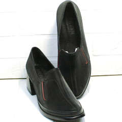 Демисезонные женские кожаные туфли на каблуке 6 см H&G BEM 167 10B-Black.