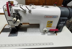 Фото: Двухигольная швейная машина челночного стежка GOLDEN LEAD GL-872D-BH-P без отключения игл с  увеличенными челноками для средних и тяжелых тканей