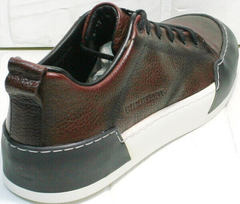 Осенние кожаные кроссовки сникерсы мужские Luciano Bellini C6401 MC Bordo.
