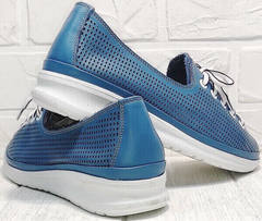 Дышащие кроссовки сникерсы женские летние смарт casual Wollen P029-2096-24 Blue White.