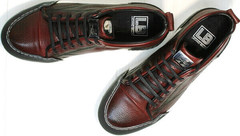 Модные мужские кеды кроссовки натуральная кожа Luciano Bellini C6401 MC Bordo.