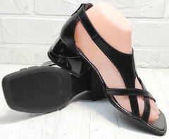 Стильные босоножки сандали женские кожаные Evromoda 166606 Black Leather.