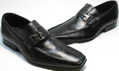 Красивые черные туфли лоферы с квадратным носом Mariner 4901 Black.
