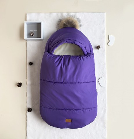 Зимний конверт кокон для новорожденных Бубончик фиолетовый