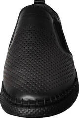 Кожаные туфли мужские летние слипоны Arsello 1822 Black Leather.