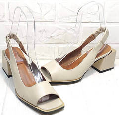 Модельные босоножки на каблуке с квадратным носом Brocoli H150-9137-2234 Cream.
