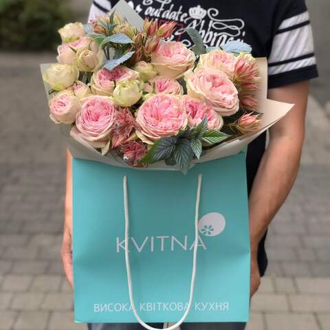 Photo of Pink bouquet with peony roses «Morning Blush»