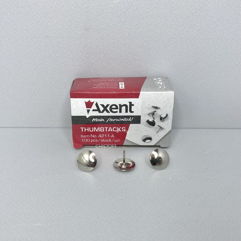 Кнопки канцелярские Axent 100 шт, бумажная упаковка