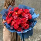 Photo of Bouquet of 25 red peony roses «Sunset»