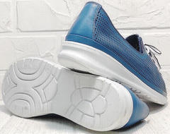 Кеды голубые женские кроссовки на белой подошве стиль кэжуал Wollen P029-2096-24 Blue White.