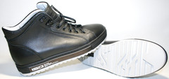 Осенние ботинки сникерсы мужские. Высокие кеды ботинки натуральная кожа Ikoc Black. 40-й размер