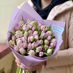 Ніжний букет з тюльпанами та гіацинтами «Аромат любові»