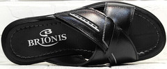 Кожаные босоножки шлепки черные мужские Brionis 155LB-7286 Leather Black.