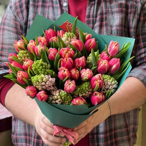 Bouquet «Spring of Love», Flowers: Tulipa, Hyacinthus