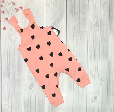 Напівкомбінезон "Сердечки", мустанг (трикотаж рубчик) ТМ "Oxxy"