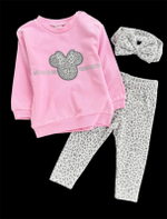 Дитячий костюм для дівчинки "Стиль Мінні": світшот, лосіни, пов'язка, двунитка ТМ Paulina, розмір 74 см