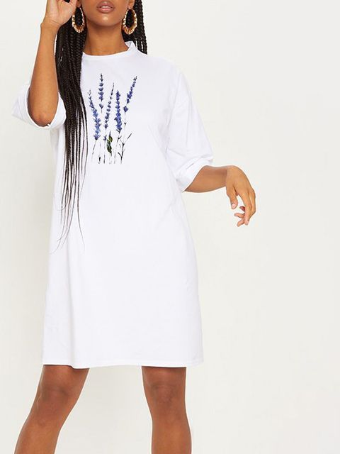 Сукня-футболка біла з подовженим рукавом Alpine lavender Love&Live