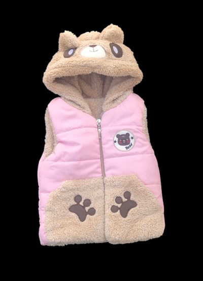 Жилетка з капюшоном "Bear", плащівка, махра (80 см)