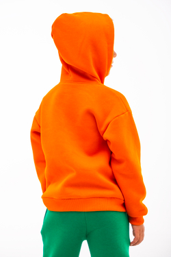 Дитячий спортивний утеплений костюм Kindamor Warm Autumn Orange для хлопчика, фліс помаранчевий з зеленим
