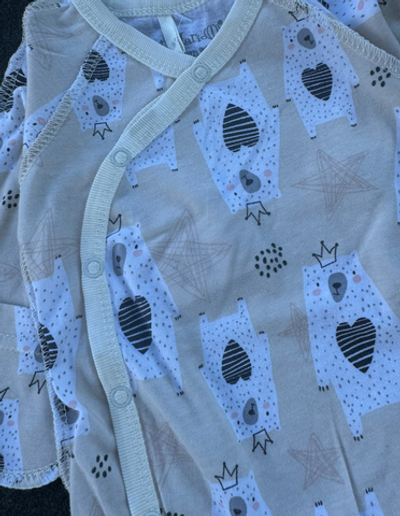 Комплект 3в1: боді з довгим рукавом, шапочка, повзуни “Принт”, кулір ТМ “Sweet Mario” (56 см)