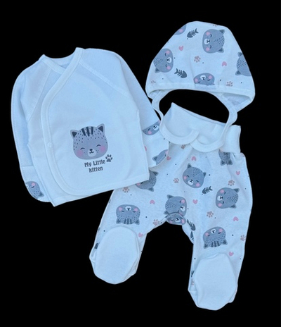 Комплект 3в1: льоля, повзунки, шапочка "My little kitten", футер ТМ “Happy ТОТ” (56 см)