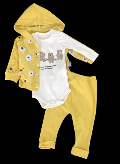 Костюм 3в1, бавовна: кофта, штани, боді "paw paw" (68 см)