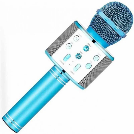 Караоке - микрофон WS 858 microSD microSD FM радио Голубой (HA-50)
