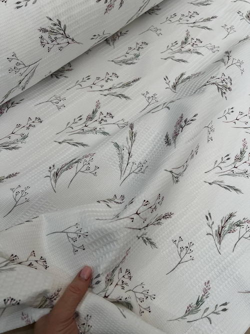 Вафельное полотно пике принт