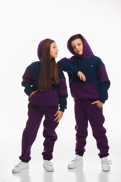 Дитячий спортивний утеплений костюм Kindamor Active Heat Purple/Blue, фліс для хлопчика