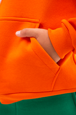 Дитячий спортивний утеплений костюм Kindamor Warm Autumn Orange для хлопчика, фліс помаранчевий з зеленим