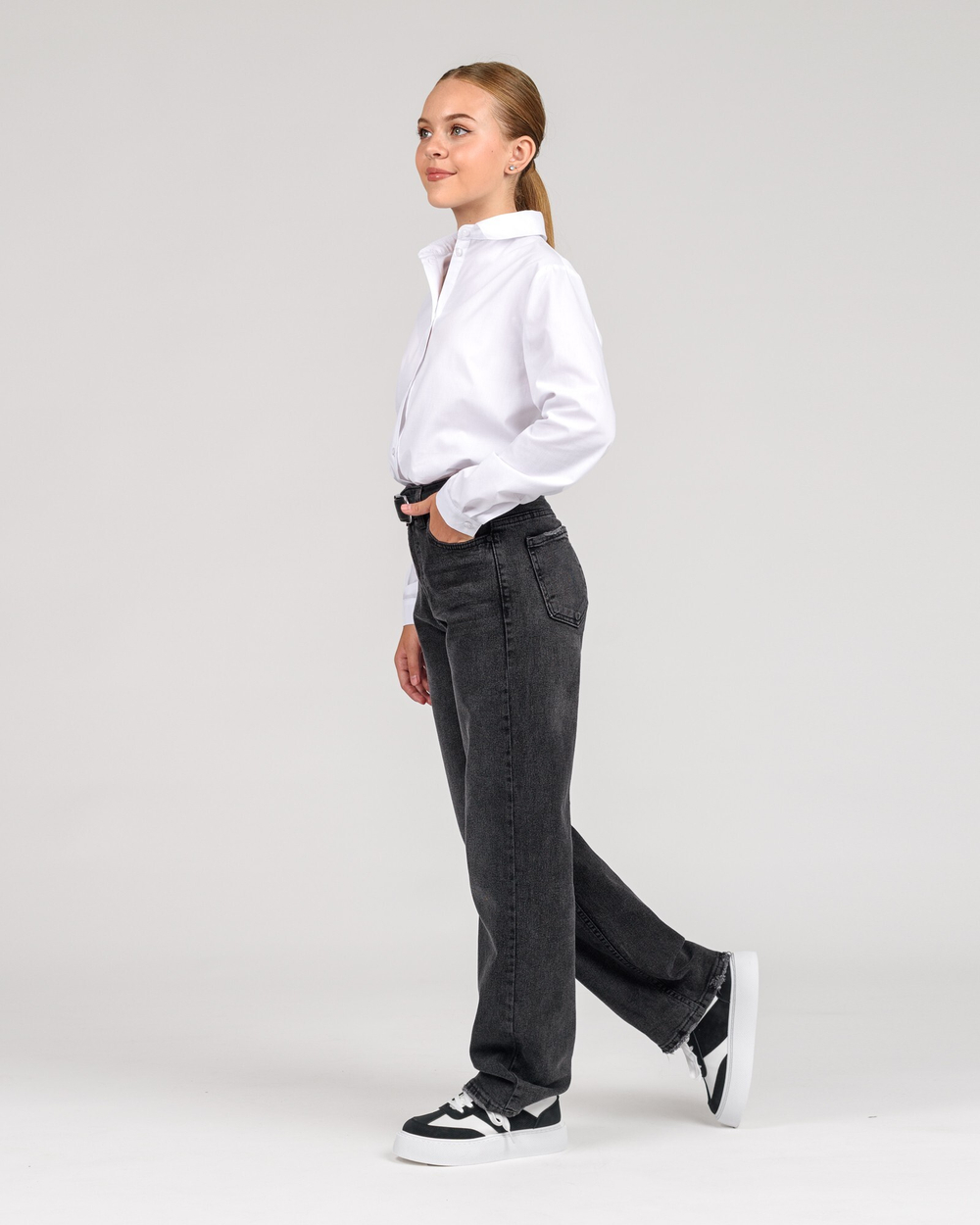 Джинси Wide Leg для дівчинки темно-сірі (арт. 8842402901)