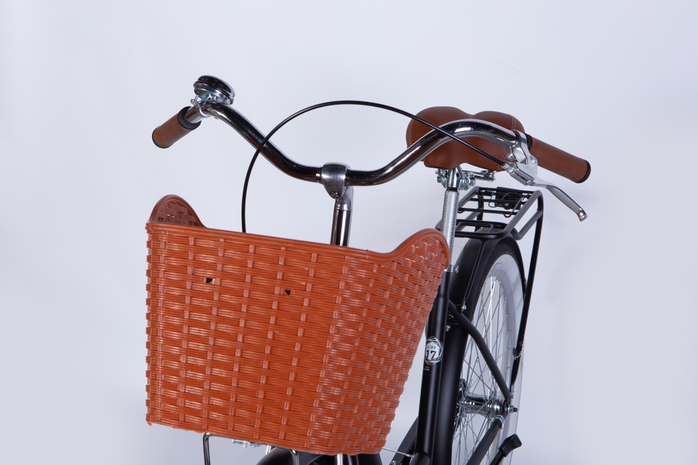 Велосипед городской 26 дюймов Dorozhnik Lux Velosteel 2025 с корзиной и багажником, рама 17"