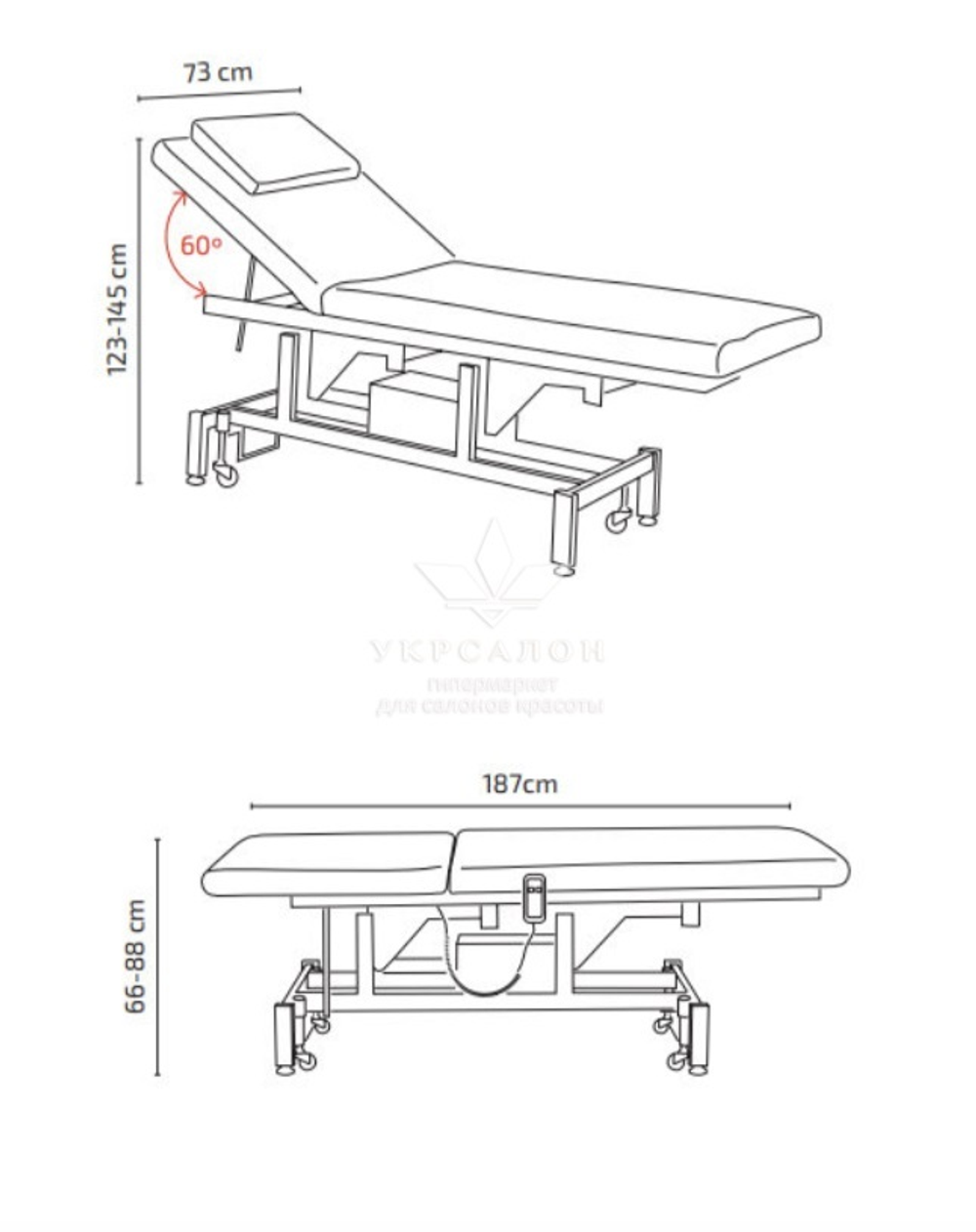 Масажно-косметологічна кушетка Mirplay (2 мотори), білий