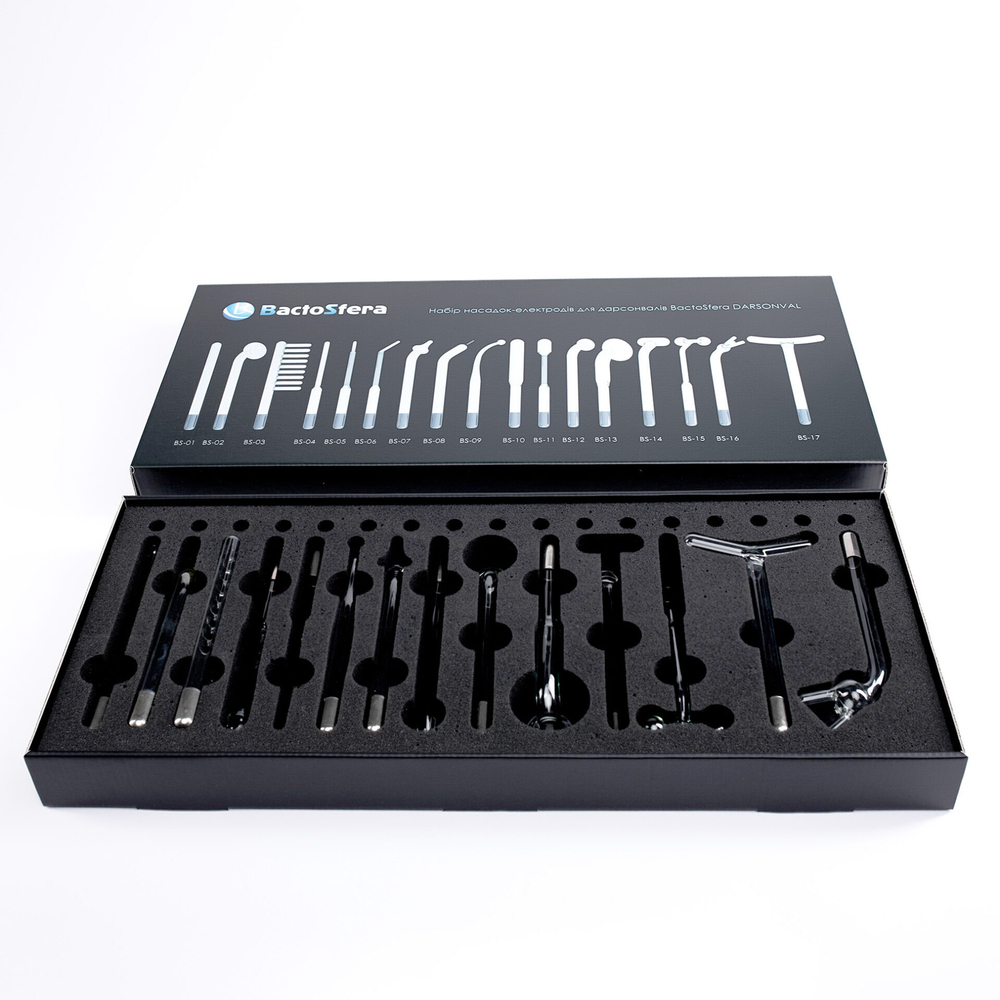 Набор электродов для дарсонвалей Darsonval (17 шт) с коробкой-пьедесталом